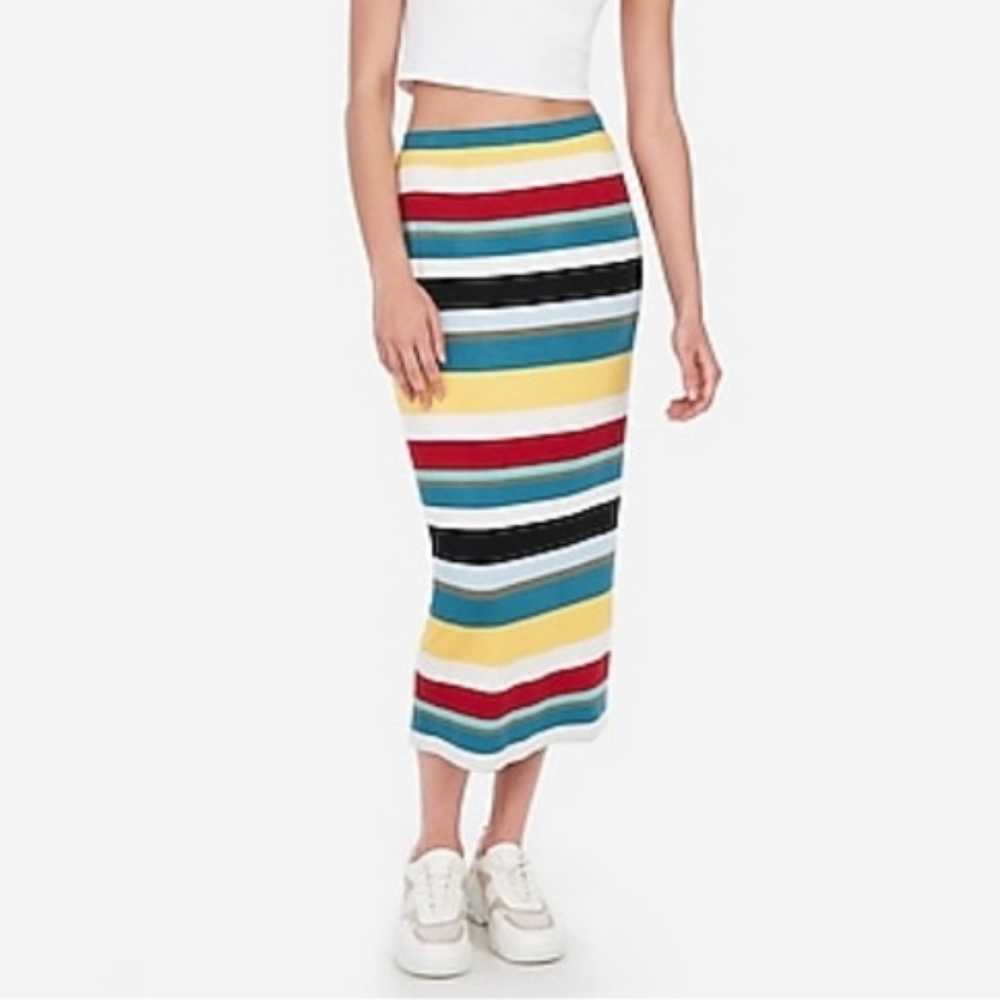 Express Multi-color Striped Skirt